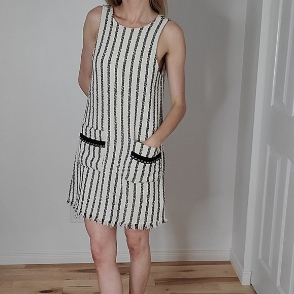 Zara TRF Collection Pinafore tweed fringe dress - Picture 5 of 11